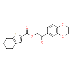 ChemSpider 2D Image | 2-(2,3-Dihydro-1,4-benzodioxin-6-yl)-2-oxoethyl 4,5,6,7-tetrahydro-1-benzothiophene-2-carboxylate | C19H18O5S