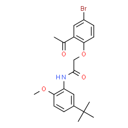 ChemSpider 2D Image | 2-(2-Acetyl-4-bromophenoxy)-N-[2-methoxy-5-(2-methyl-2-propanyl)phenyl]acetamide | C21H24BrNO4