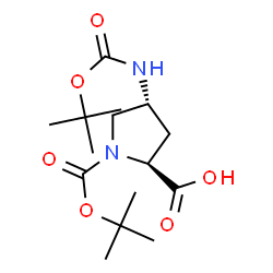 ChemSpider 2D Image | (4R)-1-{[(2-Methyl-2-propanyl)oxy]carbonyl}-4-({[(2-methyl-2-propanyl)oxy]carbonyl}amino)-L-proline | C15H26N2O6