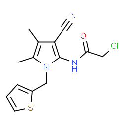 ChemSpider 2D Image | 2-Chloro-N-[3-cyano-4,5-dimethyl-1-(2-thienylmethyl)-1H-pyrrol-2-yl]acetamide | C14H14ClN3OS