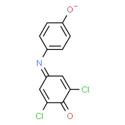 ChemSpider 2D Image | 4-[(3,5-Dichloro-4-oxo-2,5-cyclohexadien-1-ylidene)amino]phenolate | C12H6Cl2NO2