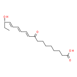 ChemSpider 2D Image | (10E,12E,14E,16S)-16-Hydroxy-9-oxo-10,12,14-octadecatrienoic acid | C18H28O4