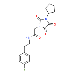 ChemSpider 2D Image | 2-(3-Cyclopentyl-2,4,5-trioxo-1-imidazolidinyl)-N-[2-(4-fluorophenyl)ethyl]acetamide | C18H20FN3O4