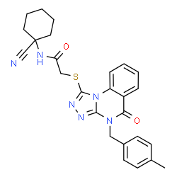 ChemSpider 2D Image | N-(1-Cyanocyclohexyl)-2-{[4-(4-methylbenzyl)-5-oxo-4,5-dihydro[1,2,4]triazolo[4,3-a]quinazolin-1-yl]sulfanyl}acetamide | C26H26N6O2S