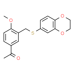ChemSpider 2D Image | 1-{3-[(2,3-Dihydro-1,4-benzodioxin-6-ylsulfanyl)methyl]-4-methoxyphenyl}ethanone | C18H18O4S