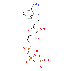 ChemSpider 2D Image | 5'-O-(Hydroxy{[hydroxy(sulfooxy)phosphoryl]oxy}phosphoryl)adenosine | C10H15N5O13P2S