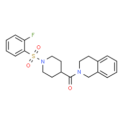 ChemSpider 2D Image | 3,4-Dihydro-2(1H)-isoquinolinyl{1-[(2-fluorophenyl)sulfonyl]-4-piperidinyl}methanone | C21H23FN2O3S