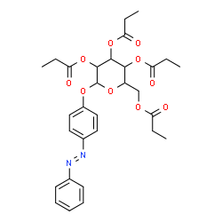 ChemSpider 2D Image | 4-[(E)-Phenyldiazenyl]phenyl 2,3,4,6-tetra-O-propionylhexopyranoside | C30H36N2O10