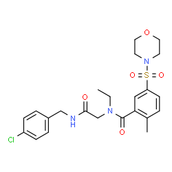 ChemSpider 2D Image | N-{2-[(4-Chlorobenzyl)amino]-2-oxoethyl}-N-ethyl-2-methyl-5-(4-morpholinylsulfonyl)benzamide | C23H28ClN3O5S