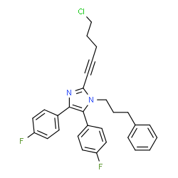 ChemSpider 2D Image | 2-(5-chloropent-1-ynyl)-4,5-bis(4-fluorophenyl)-1-(3-phenylpropyl)imidazole | C29H25ClF2N2