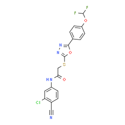 ChemSpider 2D Image | N-(3-Chloro-4-cyanophenyl)-2-({5-[4-(difluoromethoxy)phenyl]-1,3,4-oxadiazol-2-yl}sulfanyl)acetamide | C18H11ClF2N4O3S
