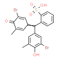 ChemSpider 2D Image | 2-[(3-Bromo-4-hydroxy-5-methylphenyl)(3-bromo-5-methyl-4-oxo-2,5-cyclohexadien-1-ylidene)methyl]benzenesulfonic acid | C21H16Br2O5S