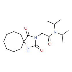 ChemSpider 2D Image | 2-(2,4-Dioxo-1,3-diazaspiro[4.7]dodec-3-yl)-N,N-diisopropylacetamide | C18H31N3O3