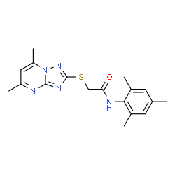 ChemSpider 2D Image | 2-[(5,7-Dimethyl[1,2,4]triazolo[1,5-a]pyrimidin-2-yl)sulfanyl]-N-mesitylacetamide | C18H21N5OS