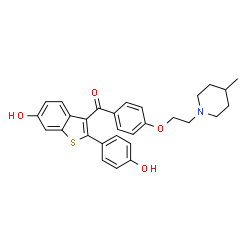ChemSpider 2D Image | [6-hydroxy-2-(4-hydroxyphenyl)-1-benzothien-3-yl]{4-[2-(4-methylpiperidin-1-yl)ethoxy]phenyl}methanone | C29H29NO4S