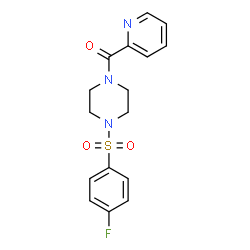 ChemSpider 2D Image | {4-[(4-Fluorophenyl)sulfonyl]-1-piperazinyl}(2-pyridinyl)methanone | C16H16FN3O3S
