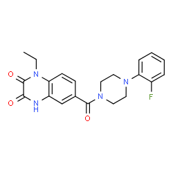 ChemSpider 2D Image | 1-Ethyl-6-{[4-(2-fluorophenyl)-1-piperazinyl]carbonyl}-1,4-dihydro-2,3-quinoxalinedione | C21H21FN4O3