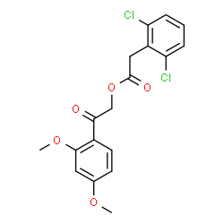 ChemSpider 2D Image | 2-(2,4-Dimethoxyphenyl)-2-oxoethyl (2,6-dichlorophenyl)acetate | C18H16Cl2O5