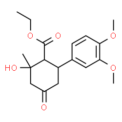ChemSpider 2D Image | Ethyl 6-(3,4-dimethoxyphenyl)-2-hydroxy-2-methyl-4-oxocyclohexanecarboxylate | C18H24O6