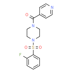 ChemSpider 2D Image | {4-[(2-Fluorophenyl)sulfonyl]-1-piperazinyl}(4-pyridinyl)methanone | C16H16FN3O3S