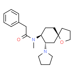 ChemSpider 2D Image | N-Methyl-2-phenyl-N-[(5S,7S,8S)-7-(1-pyrrolidinyl)-1-oxaspiro[4.5]dec-8-yl]acetamide | C22H32N2O2