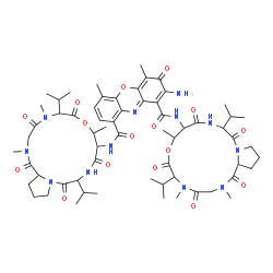ChemSpider 2D Image | 2-Amino-N,N'-bis(6,13-diisopropyl-2,5,9-trimethyl-1,4,7,11,14-pentaoxohexadecahydro-1H-pyrrolo[2,1-i][1,4,7,10,13]oxatetraazacyclohexadecin-10-yl)-4,6-dimethyl-3-oxo-3H-phenoxazine-1,9-dicarboxamide | C62H86N12O16