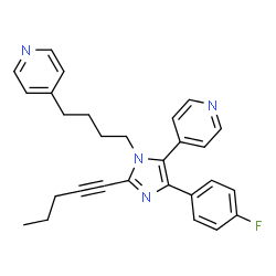 ChemSpider 2D Image | 4-[4-[4-(4-fluorophenyl)-2-pent-1-ynyl-5-(4-pyridyl)imidazol-1-yl]butyl]pyridine | C28H27FN4