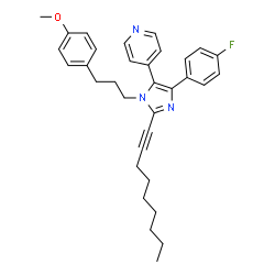 ChemSpider 2D Image | 4-[5-(4-fluorophenyl)-3-[3-(4-methoxyphenyl)propyl]-2-non-1-ynyl-imidazol-4-yl]pyridine | C33H36FN3O