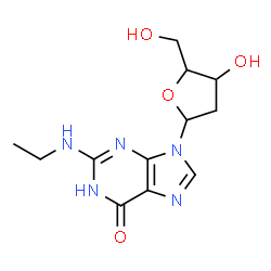 ChemSpider 2D Image | 9-(2-Deoxypentofuranosyl)-2-(ethylamino)-1,9-dihydro-6H-purin-6-one | C12H17N5O4