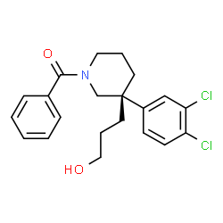 ChemSpider 2D Image | [(3S)-3-(3,4-Dichlorophenyl)-3-(3-hydroxypropyl)-1-piperidinyl](phenyl)methanone | C21H23Cl2NO2