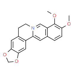 ChemSpider 2D Image | 9,10-Dimethoxy-5,6-dihydro-7lambda~5~-[1,3]dioxolo[4,5-g]isoquino[3,2-a]isoquinoline | C20H18NO4