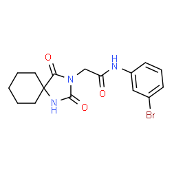 ChemSpider 2D Image | N-(3-Bromophenyl)-2-(2,4-dioxo-1,3-diazaspiro[4.5]dec-3-yl)acetamide | C16H18BrN3O3