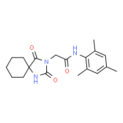 ChemSpider 2D Image | 2-(2,4-Dioxo-1,3-diazaspiro[4.5]dec-3-yl)-N-mesitylacetamide | C19H25N3O3