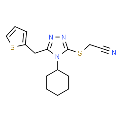 ChemSpider 2D Image | {[4-Cyclohexyl-5-(2-thienylmethyl)-4H-1,2,4-triazol-3-yl]sulfanyl}acetonitrile | C15H18N4S2