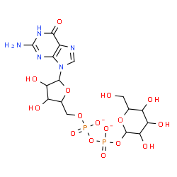 ChemSpider 2D Image | [5-(2-amino-6-oxo-1H-purin-9-yl)-3,4-dihydroxy-tetrahydrofuran-2-yl]methyl [oxido-[3,4,5-trihydroxy-6-(hydroxymethyl)tetrahydropyran-2-yl]oxy-phosphoryl] phosphate | C16H23N5O16P2