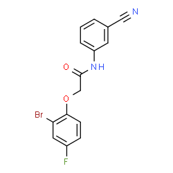 ChemSpider 2D Image | 2-(2-Bromo-4-fluorophenoxy)-N-(3-cyanophenyl)acetamide | C15H10BrFN2O2