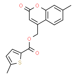 ChemSpider 2D Image | (7-Methyl-2-oxo-2H-chromen-4-yl)methyl 5-methyl-2-thiophenecarboxylate | C17H14O4S