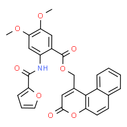 ChemSpider 2D Image | (3-Oxo-3H-benzo[f]chromen-1-yl)methyl 2-(2-furoylamino)-4,5-dimethoxybenzoate | C28H21NO8