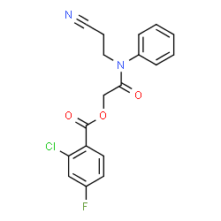 ChemSpider 2D Image | 2-[(2-Cyanoethyl)(phenyl)amino]-2-oxoethyl 2-chloro-4-fluorobenzoate | C18H14ClFN2O3