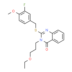 ChemSpider 2D Image | 3-(3-Ethoxypropyl)-2-[(3-fluoro-4-methoxybenzyl)sulfanyl]-4(3H)-quinazolinone | C21H23FN2O3S