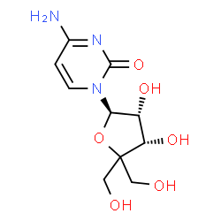 ChemSpider 2D Image | 4-Amino-1-[(2R,3R,4S)-3,4-dihydroxy-5,5-bis(hydroxymethyl)tetrahydro-2-furanyl]-2(1H)-pyrimidinone | C10H15N3O6