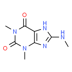 ChemSpider 2D Image | 1,3-Dimethyl-8-(methylamino)-3,7-dihydro-1H-purine-2,6-dione | C8H11N5O2