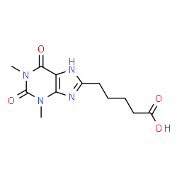 ChemSpider 2D Image | 5-(1,3-Dimethyl-2,6-dioxo-2,3,6,7-tetrahydro-1H-purin-8-yl)pentanoic acid | C12H16N4O4