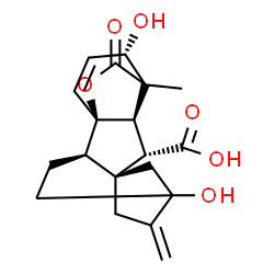 ChemSpider 2D Image | (1R,2R,8S,9S,10R,12S)-5,12-Dihydroxy-11-methyl-6-methylene-16-oxo-15-oxapentacyclo[9.3.2.1~5,8~.0~1,10~.0~2,8~]heptadec-13-ene-9-carboxylic acid | C19H22O6