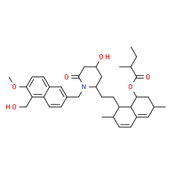 ChemSpider 2D Image | [8-[2-[4-hydroxy-1-[[5-(hydroxymethyl)-6-methoxy-2-naphthyl]methyl]-6-oxo-2-piperidyl]ethyl]-3,7-dimethyl-1,2,3,7,8,8a-hexahydronaphthalen-1-yl] 2-methylbutanoate | C37H49NO6
