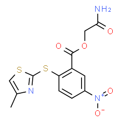 ChemSpider 2D Image | 2-Amino-2-oxoethyl 2-[(4-methyl-1,3-thiazol-2-yl)sulfanyl]-5-nitrobenzoate | C13H11N3O5S2