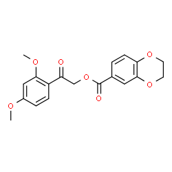 ChemSpider 2D Image | 2-(2,4-Dimethoxyphenyl)-2-oxoethyl 2,3-dihydro-1,4-benzodioxine-6-carboxylate | C19H18O7