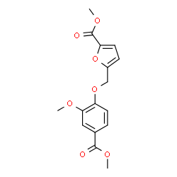 ChemSpider 2D Image | Methyl 5-{[2-methoxy-4-(methoxycarbonyl)phenoxy]methyl}-2-furoate | C16H16O7