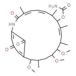 ChemSpider 2D Image | (4Z,6Z,10Z)-13,14,17-Trimethoxy-4,8,10,12,16-pentamethyl-3,20,22-trioxo-2-azabicyclo[16.3.1]docosa-1(21),4,6,10,18-pentaen-9-yl carbamate | C30H42N2O8