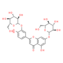 ChemSpider 2D Image | 5-[7-(D-Glucopyranosyloxy)-5-hydroxy-4-oxo-4H-chromen-2-yl]-2-hydroxyphenyl D-glucopyranoside | C27H30O16